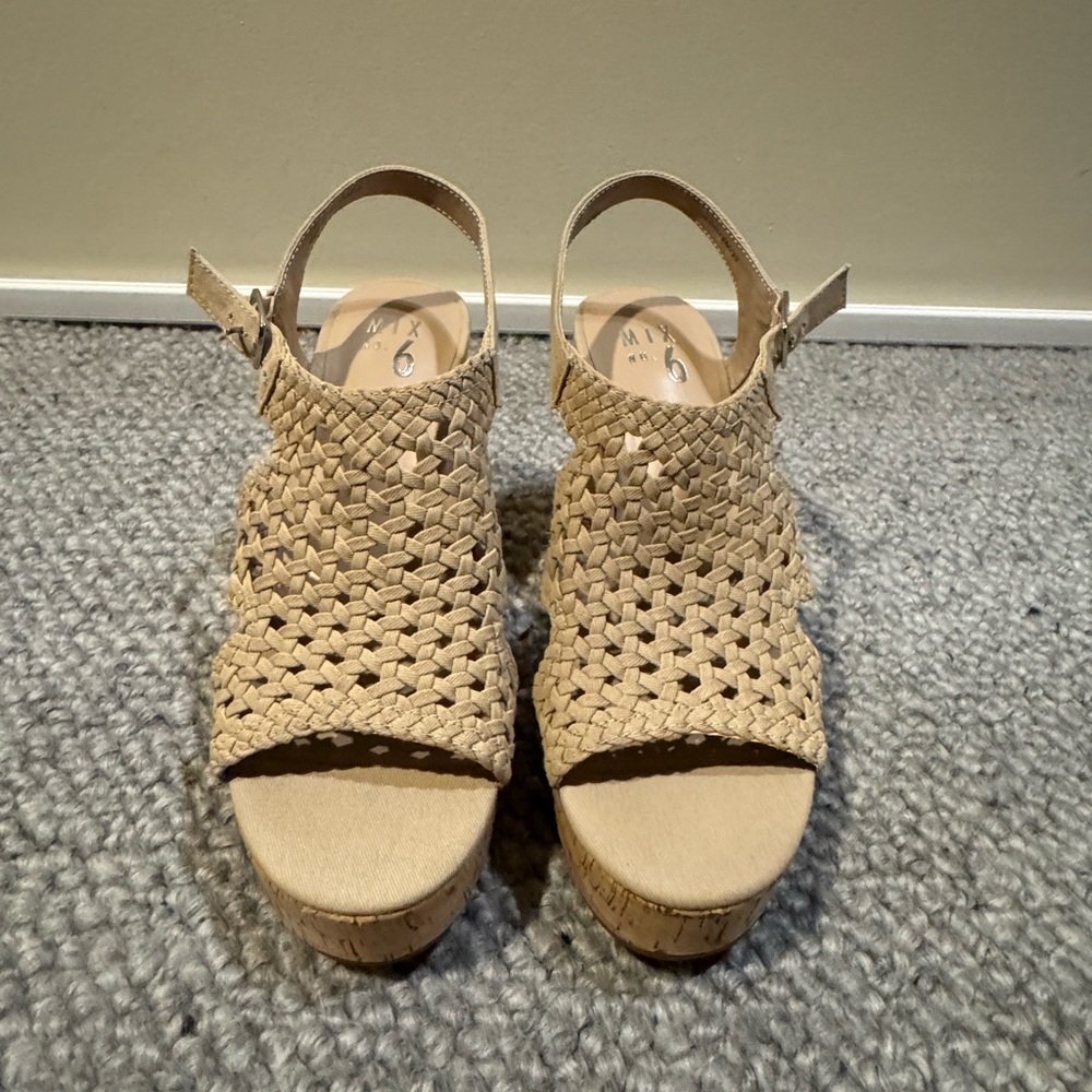 Mix No. 6 Tan Woven Wedges